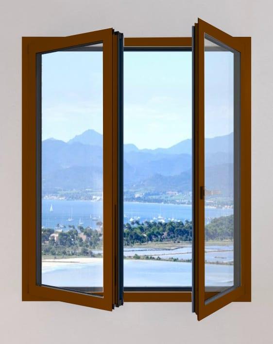 Finestra PVC 2 ante UNICA marrone