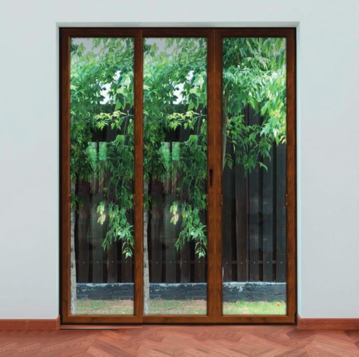 Portafinestra PVC 3 ante marrone